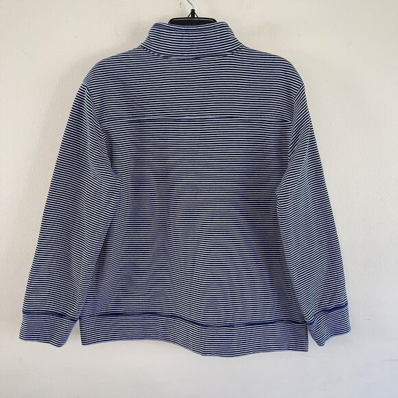 State of Mine Henley Pullover Size L High Neck Sweatshirt Striped Blue White FL - Picture 6 of 11